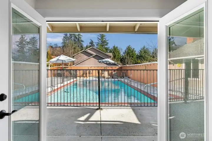 From Bedroom #3, French doors to the pool area