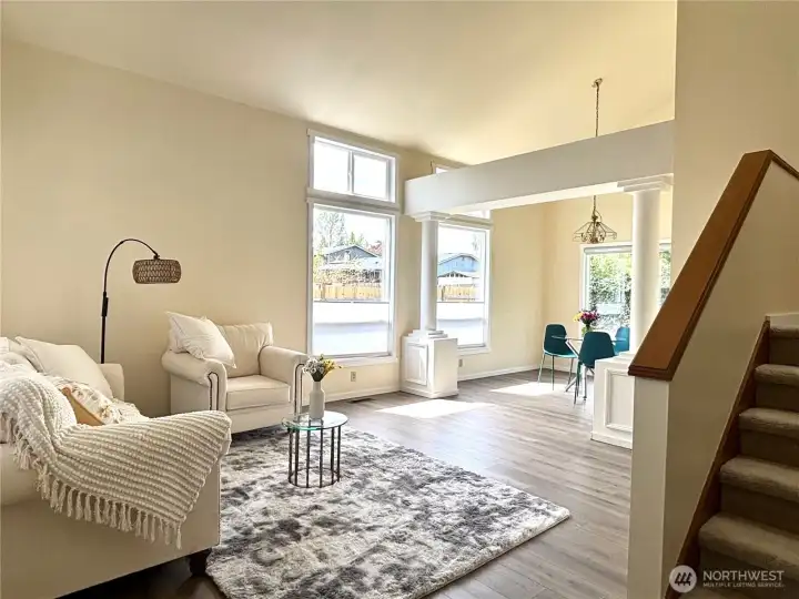 living room and dining room
