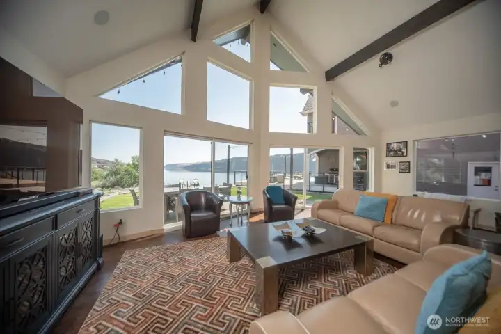Beautiful views of the river and back yard space.