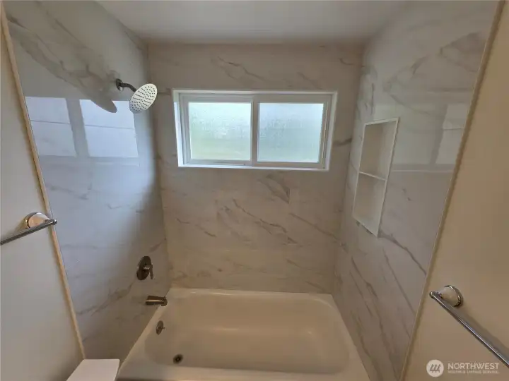 A nice view of newly remodeled bathroom.