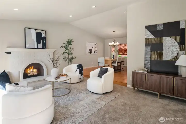 Living area in front of home off the entry doorway