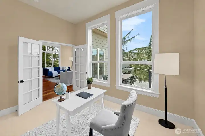 Main floor bedroom that can double as an office. This room has a closet and access to the main floor 3/4 bathroom. Main floor bedroom that can double as an office. This room has a closet and access to the main floor 3/4 bathroom.