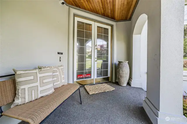 Covered entry with double doors