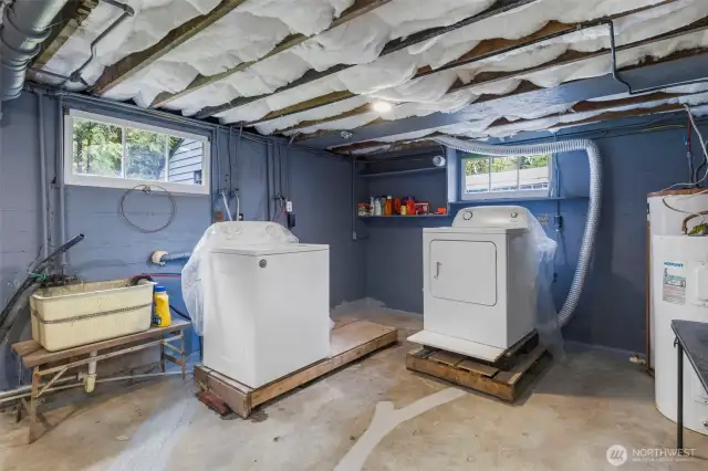 Laundry units for upper space.  Room for lower laundry units.