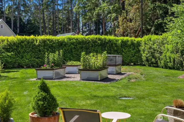Raised garden beds to grow anything your heart desires (including a clever cover to keep critter visitors out!).
