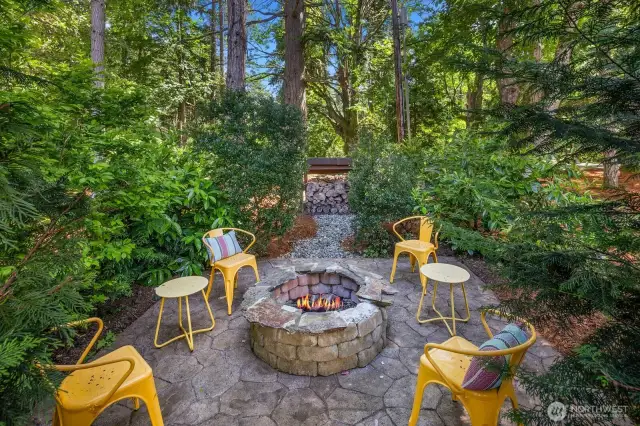 The cozy fire pit for conversation and s'mores under the stars.