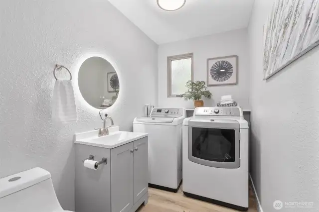 3/4 Bathroom downstairs w/ laundry