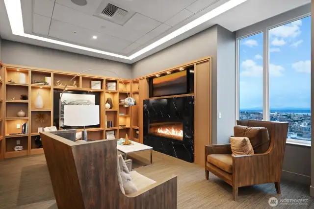 Sweet Library With Gas Fireplace
