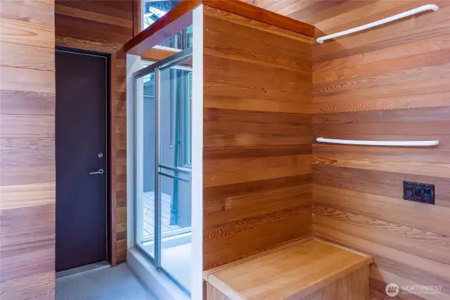 Sauna adjoining primary bathroom.