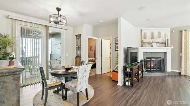 Eating area with covered patio