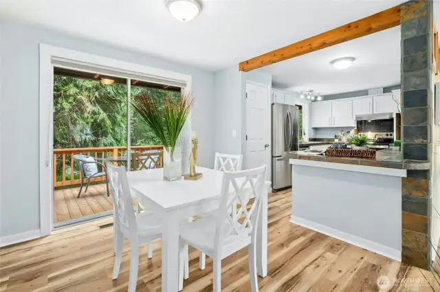 Dining room sliding glass doors to the deck