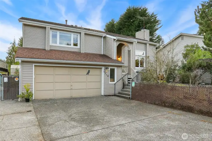 Front view of Meadowdale Multilevel California Split sited on dead-end cul-de-sac.
