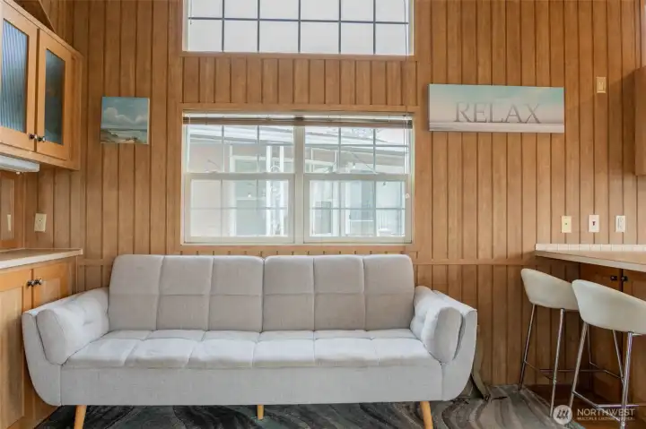 Sleeper sofa in living room offers additional guest space
