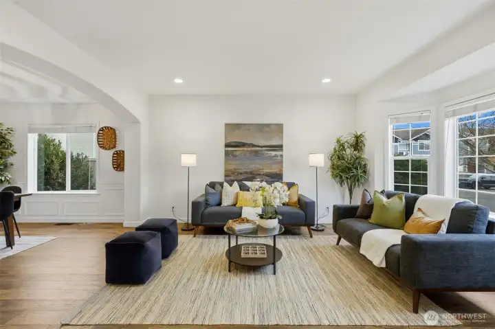 Large living room with tons of natural light