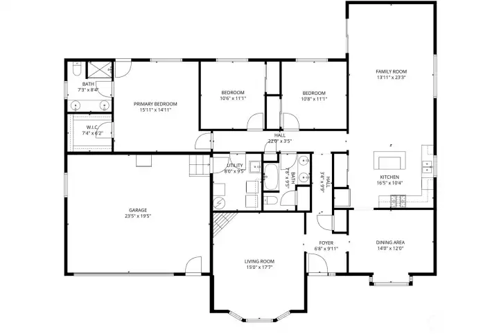 Smart, multi-functional floorplan for easy one-story living.