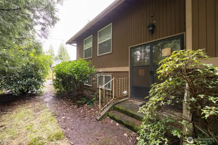 There is a lovely set of French doors to welcome you to the split entry.