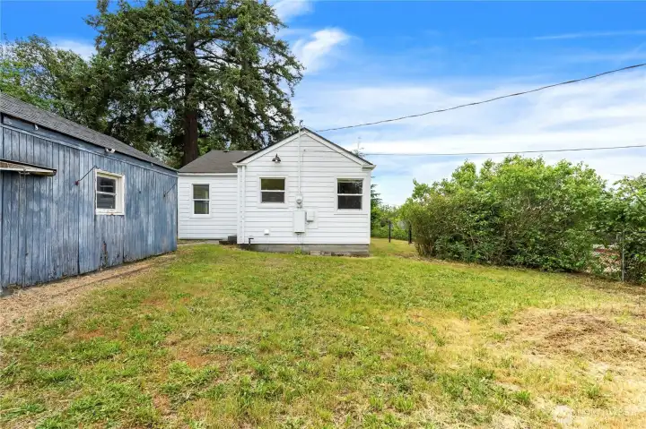 Back yard and garage