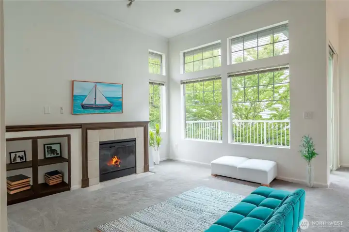 Digitally staged living room