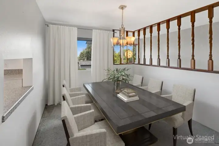 virtually staged dining room. virtually staged dining room.