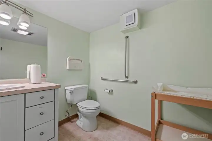 Women's room. The 2 restrooms could be converted to a full bathroom.