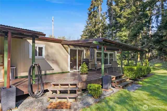 Large deck off of the back of this home