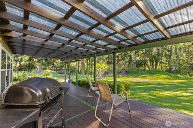 Covered deck is great for entertaining