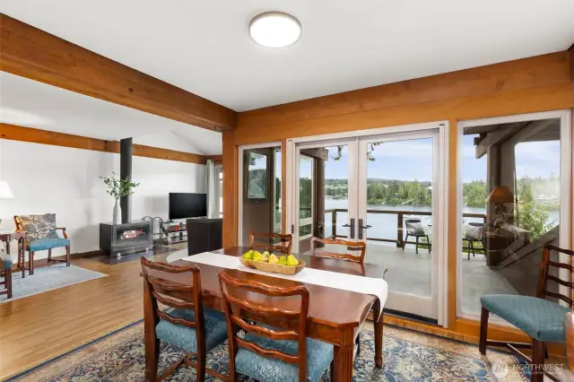 French doors open up to your deck for effortless indoor outdoor living!