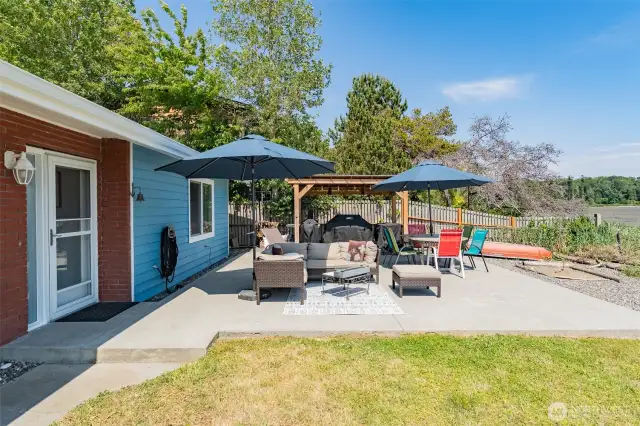 Back patio takes advantage of the sunshine