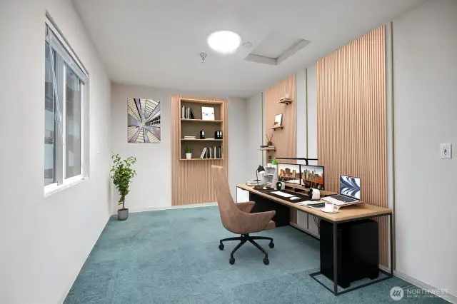 Garage extra room - VIRTUALLY STAGED AS AN OFFICE.