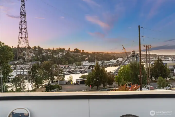 View roof terrace- views of the Fremont Canal as well as Aurora bridge