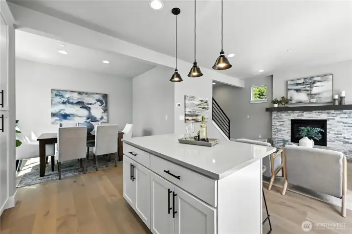 View of Dining Room and Great Room from Kitchen