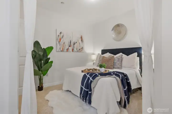 The sleeping alcove can be left open to the rest of the condo, or it can be closed off with curtains. New buyers could install doors for privacy too.