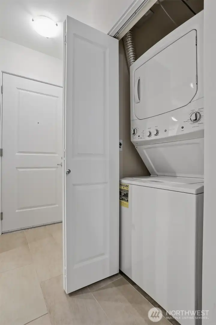 Convenient washer and dryer included in the unit.