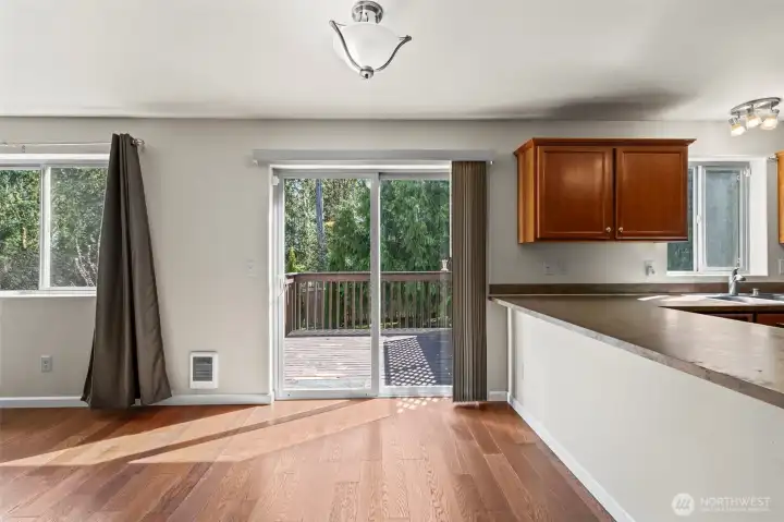 The sliding glass door leads onto the deck