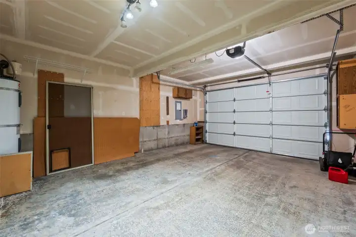 The two-car garage is clean as a whistle!