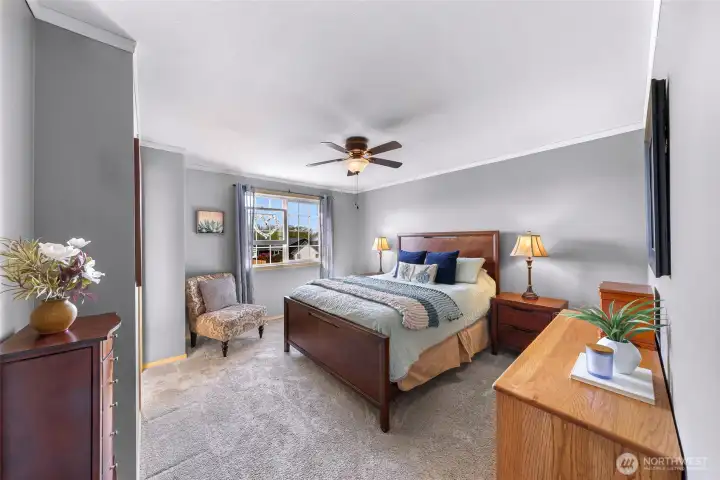 Primary suite with plenty of room for your furniture