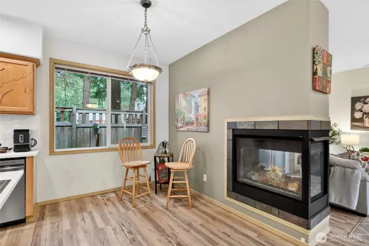 Enjoy the coziness of a fire or a serene view of your private backyard.