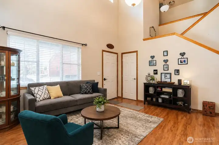 Virtually Staged Formal Living front door