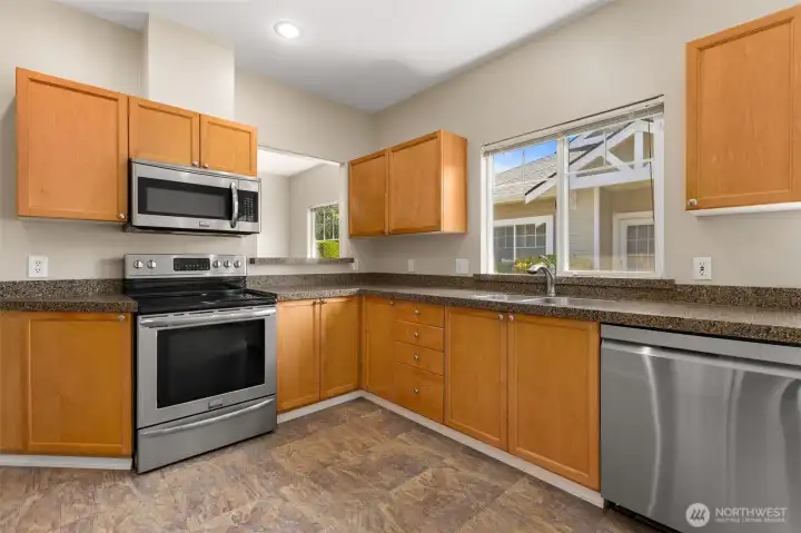 Kitchen with stainless steel appliances