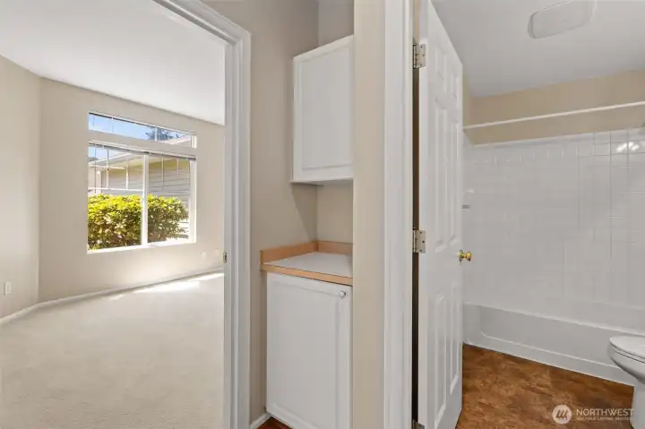 Storage space next to second bedroom/bath