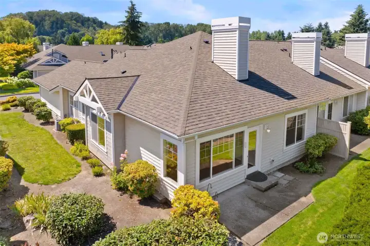 Aerial of back patio area