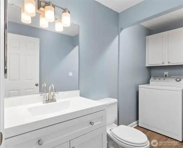 Half bath and laundry on main floor. See 360 walkthrough video and interactive floorplans on the virtual tour link.