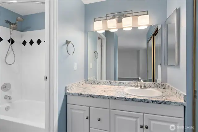 primary bathroom. New vanity. See 360 walkthrough video and interactive floorplans on the virtual tour link.