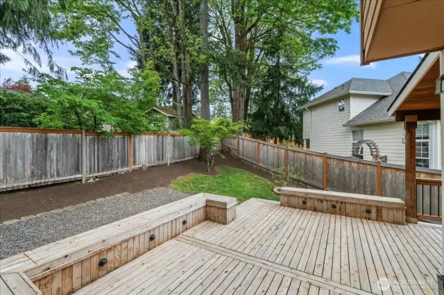 The uncovered portion of the deck is right off the dining room - great for indoor/outdoor flow.