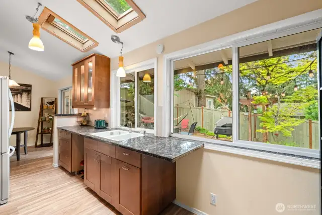 Kitchen open to dining room.