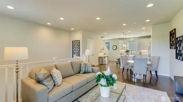 Looking back from the family room into the kitchen.