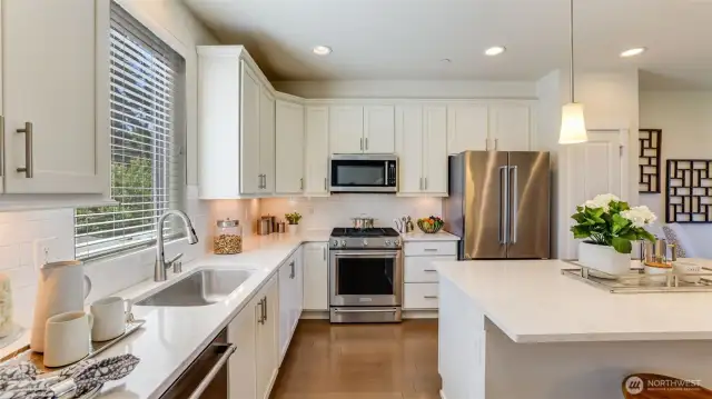 The the appliances are all high end Kitchen Aid and remain with the home.