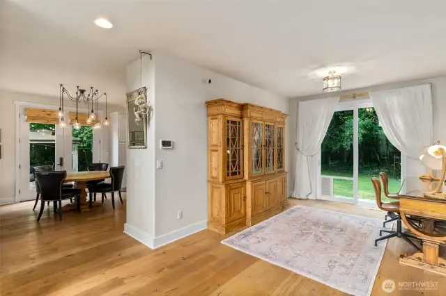 Formerly a dining room, this room is now used as a bright, sunny office
