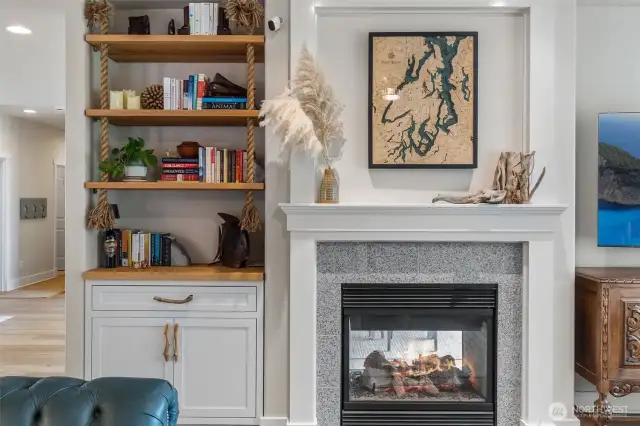 This cabinet and shelving was added for more storage and books