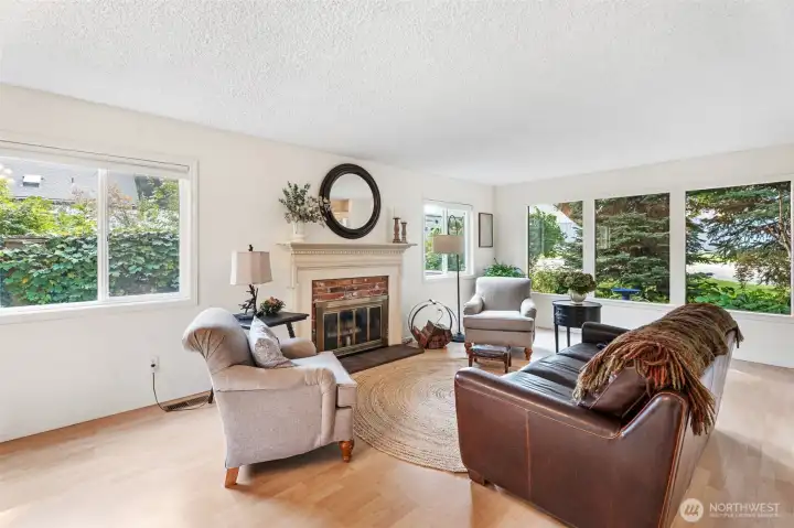 formal living room with fireplace